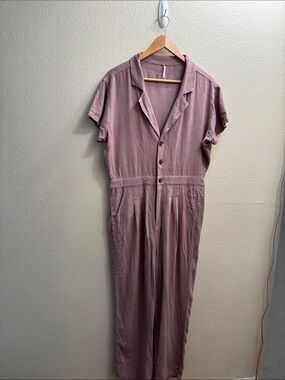 Free people linen blend jumpsuit.